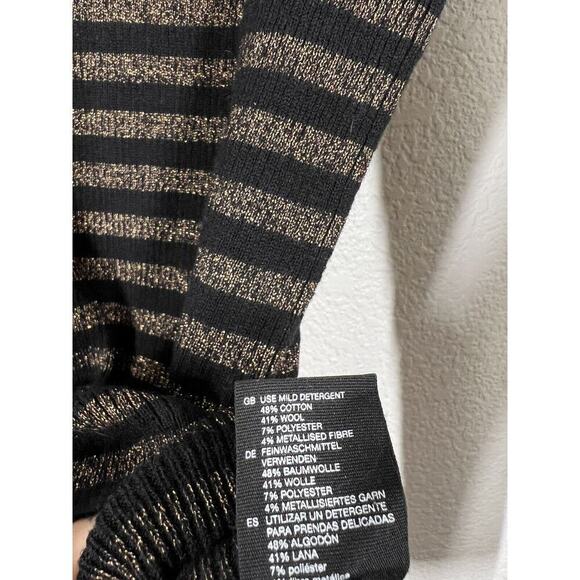 &Other Stories Striped Ribbed Knit Sweater Size Small S Black Gold Metallic - Picture 4 of 5